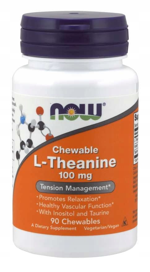 Now Foods L-Teanina 100mg Plus Inozytol 90 tabletek do żucia