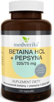 MEDVERITA Betaina HCL + Pepsyna 325/75mg 120 kapułek