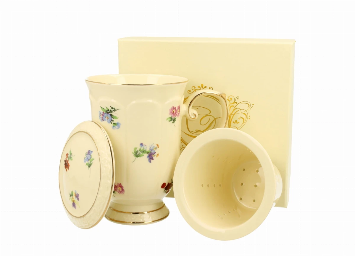Ecru Kubek z zaparzaczem England Porcelana DUO