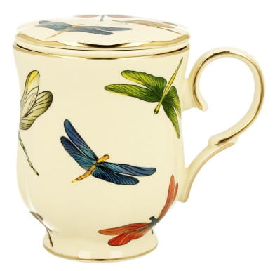 Ecru Kubek z zaparzaczem Ważki Porcelana DUO