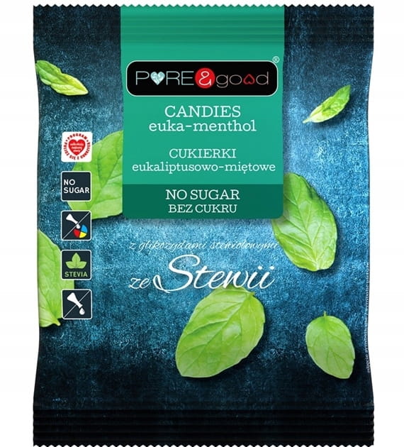 Pure Good Cukierki Eukalip-mięt ze stewiš 50g