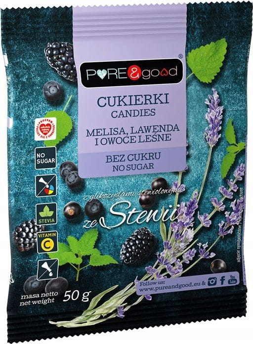 Pure Good Cukierki Melisa Lawenda owoce leśne 50g