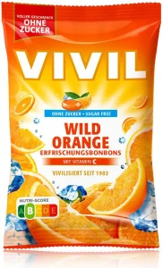 VIVILE Cukierki pomarańcza bez cukru 120g