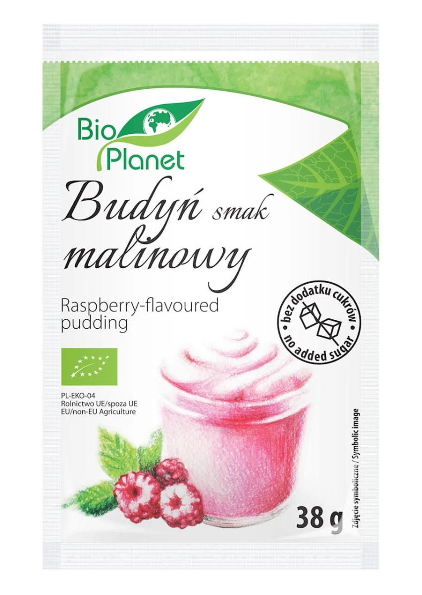 BIO PLANET Budyń o smaku malinowym z malinami Bio 38g
