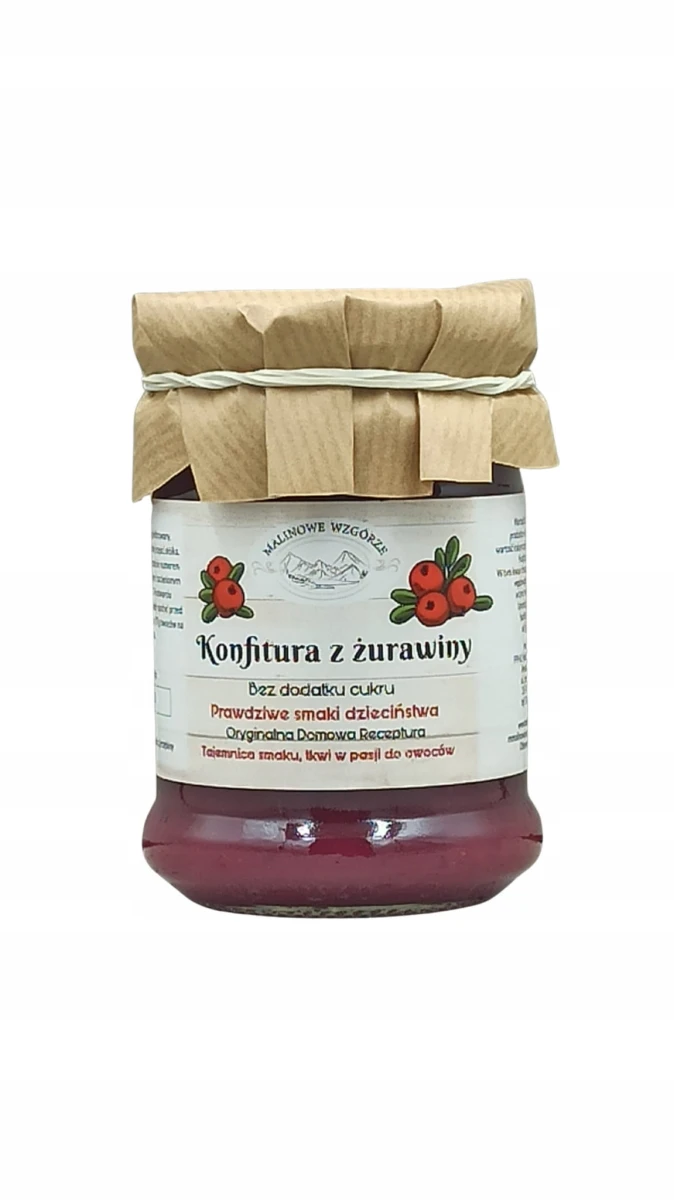 MALINOWE Konfitura z żurawiny bez cukru 270g