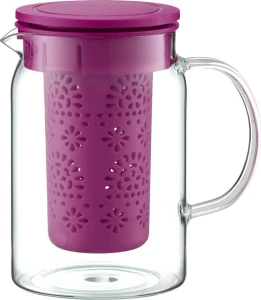 Dzbanek szklany z zaparzaczem fioletowy 1L