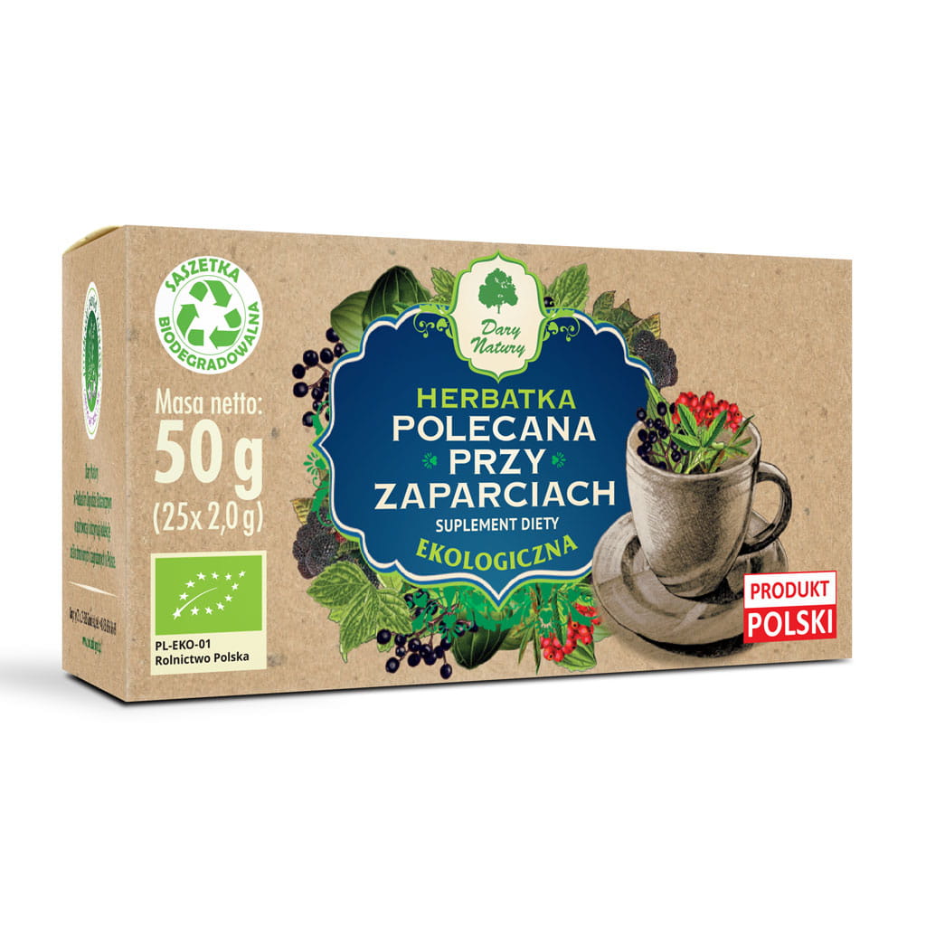 Dary Natury Herbatka Polecana przy zaparciach ekologiczna 25 saszetek