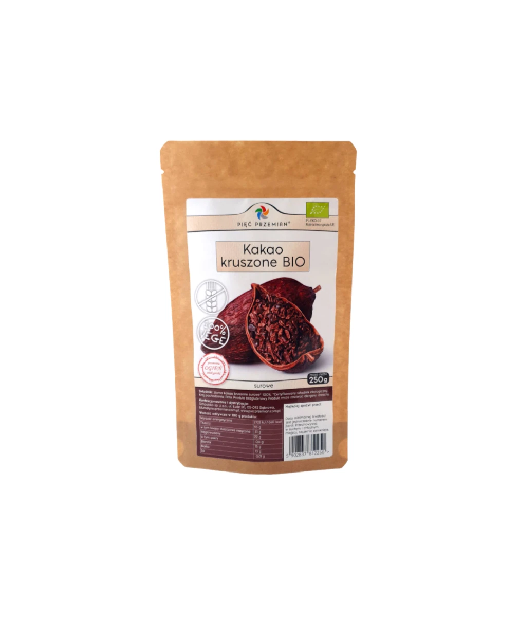 PIĘĆ PRZEMIAN Kakao kruszone surowe BIO 250g