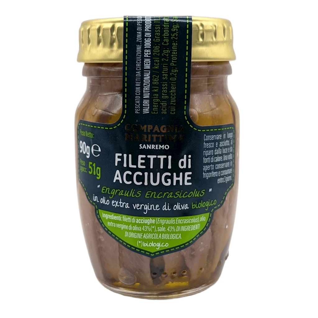 Compagnia Marittima Sanremo Anchois - filety z sardeli w oliwie BIO 90 g
