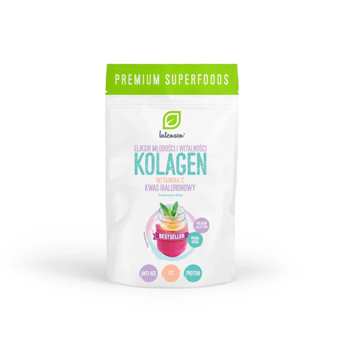 Intenson Kolagen + witamina C + kwas hialuronowy 250g