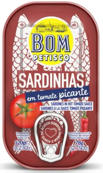 Sardynki portugalskie w pikantnym sosie pomidorowym 120g