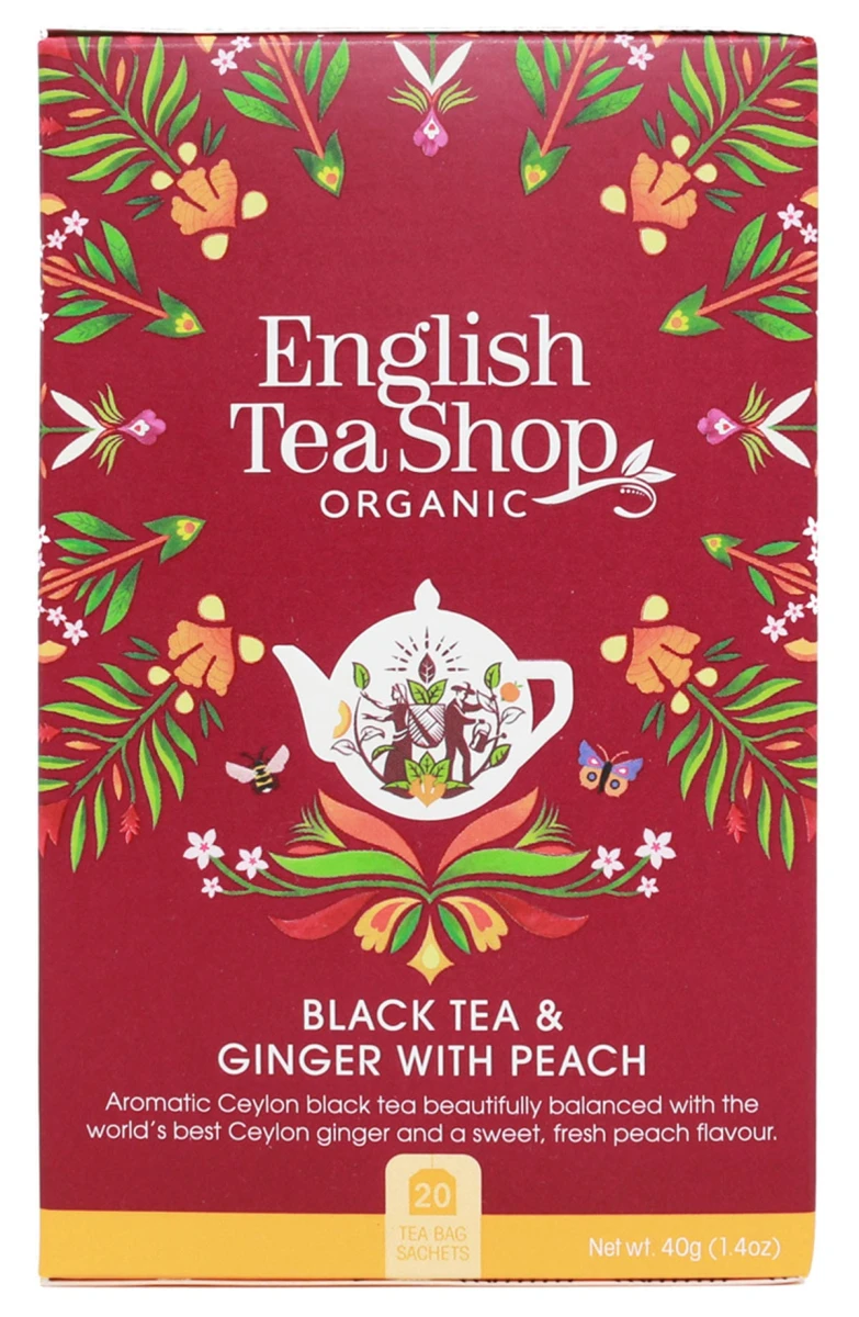 English Tea Herbata BIO Black tea ginger peach 20saszetek