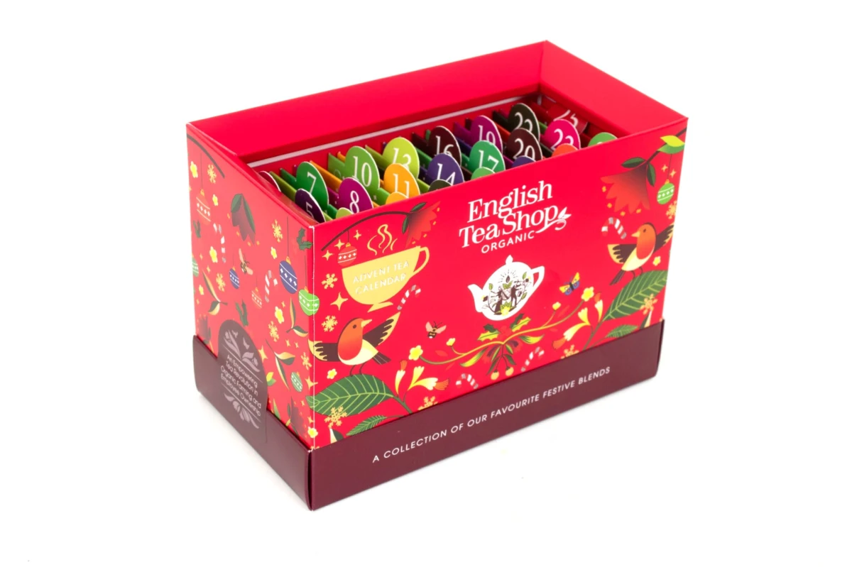 English Tea Herbata BIO Advent calendar card red