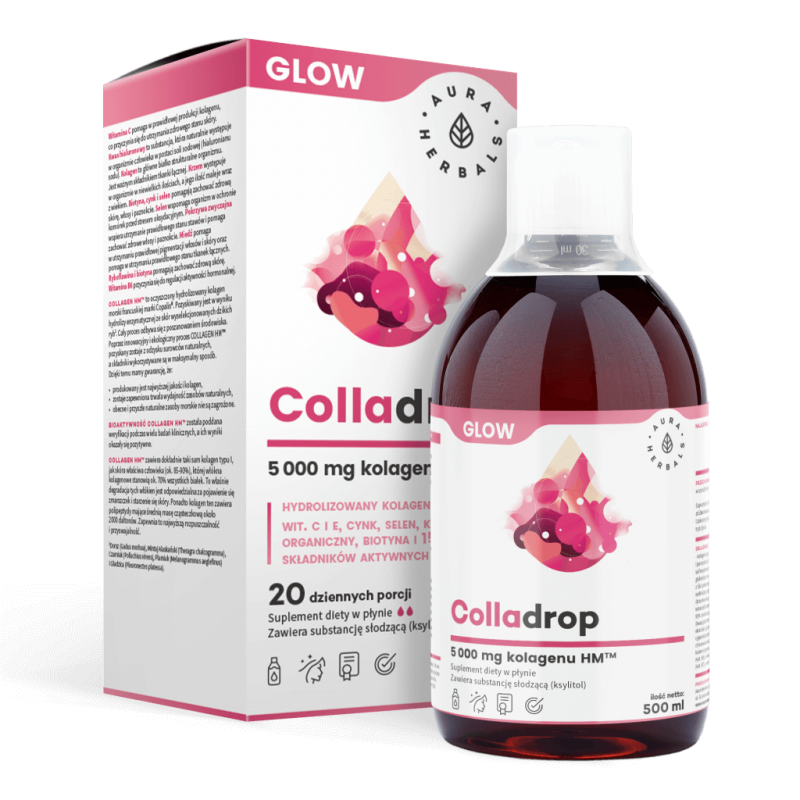 AURA HERBALS Colladrop Glow Kolagen Morski 5000mg 500ml