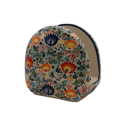 Serwetnik wysoki 12 cm kolorowe kwiaty - Ceramika Bolesławiec Zakłady Ceramiczne