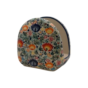 Serwetnik wysoki 12 cm kolorowe kwiaty - Ceramika Bolesławiec Zakłady Ceramiczne