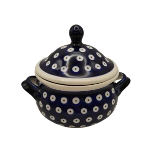 Bulionówka z pokrywą 400 ml D-42 kropki - Ceramika Bolesławiec Zakłady Ceramiczne