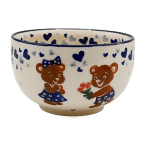 Miska 400 ml misie i niebieskie serca - Ceramika Bolesławiec Zakłady Ceramiczne