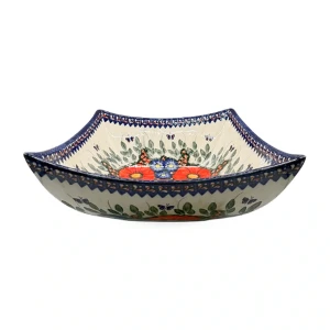 Miska kwadratowa 29 × 29 cm T-1 czerwone maki - Ceramika Bolesławiec