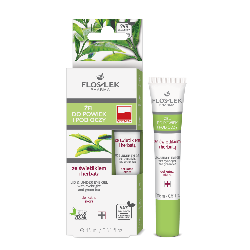 FLOSLEK Żel pod oczy ze świetlikiem i zieloną herbatą 15 ml