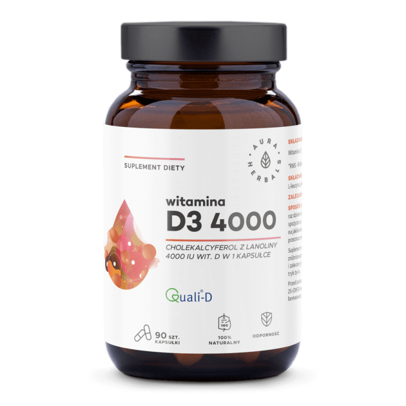 AURA HERBALS Witamina D3 4000 IU 90 kapsułek