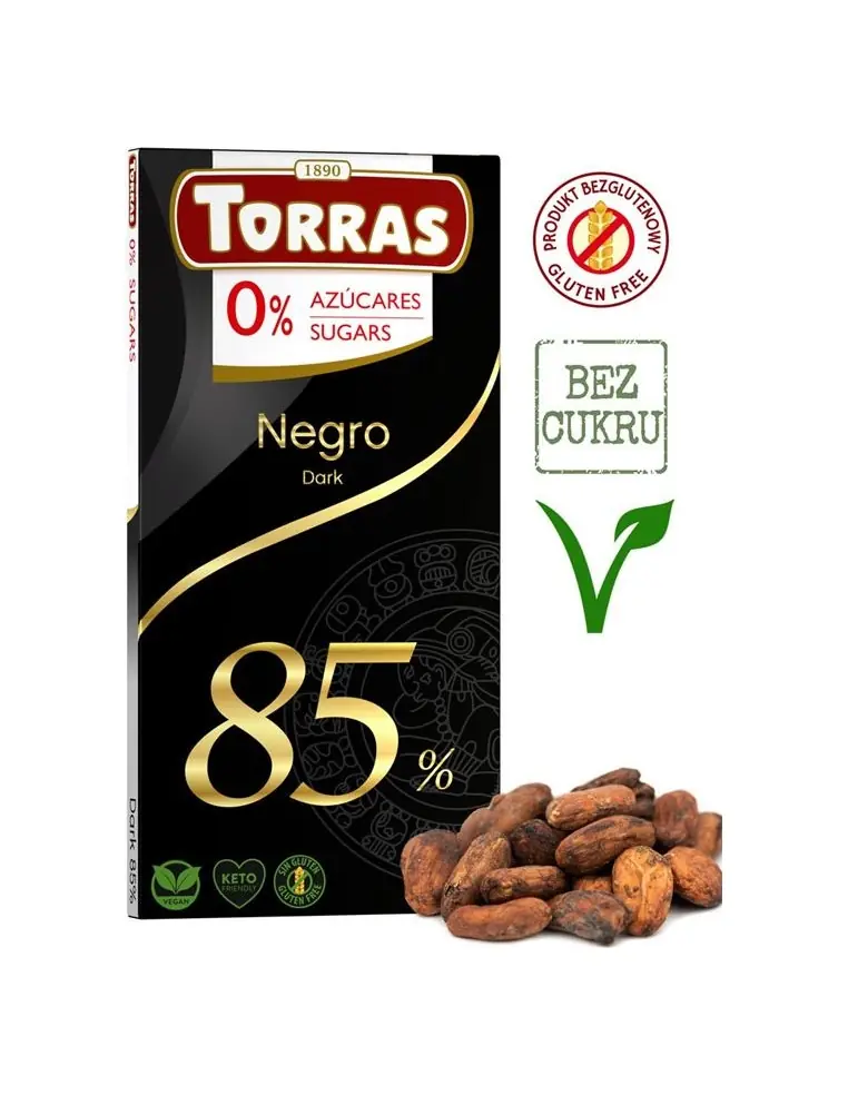 TORRAS Czekolada gorzka 85% bez dodatku cukru 75 g