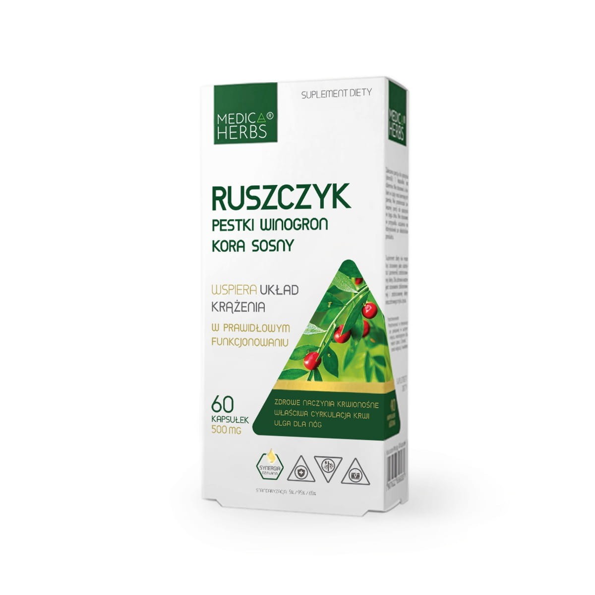 Medica Herbs Ruszczyk + Pestki winogron + Kora sosny 60 kapsułek