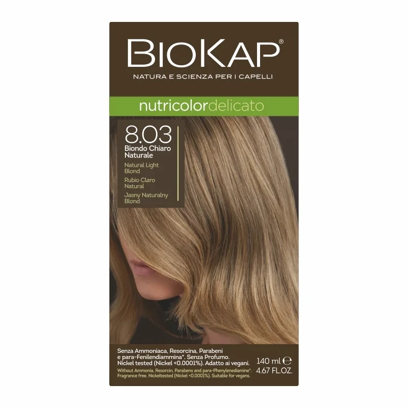 BIOKAP NUTRICOLOR DELICATO 8.03 Jasny Naturalny Blond