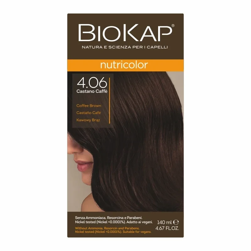 BIOKAP NUTRICOLOR 4.06 Kawowy Brąz 140ml