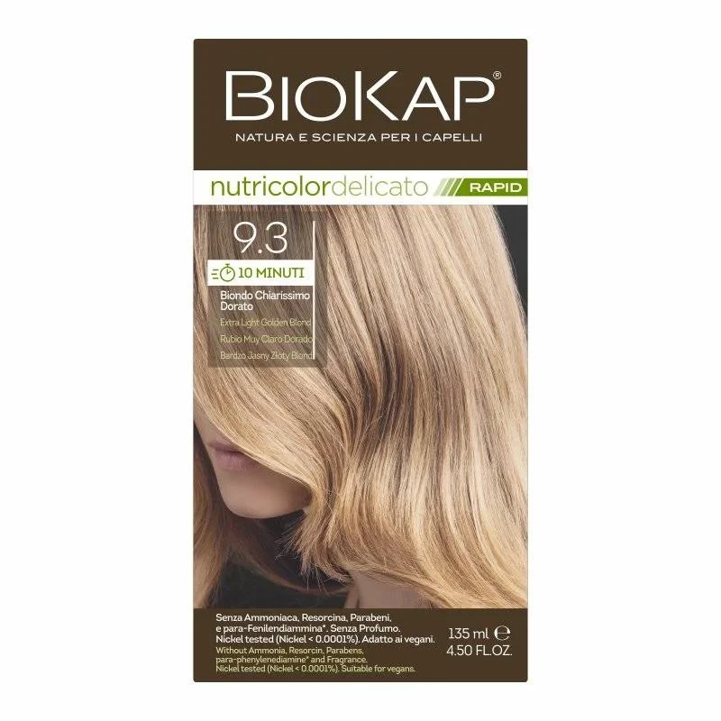 BIOKAP NUTRICOLOR DELICATO RAPID 9.3 Bardzo Jasny Złoty Blond