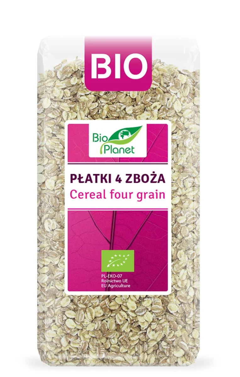 BIO PLANET Płatki 4 zboża {a (orkisz, owies, jęczmień, żyto) Bio 300g