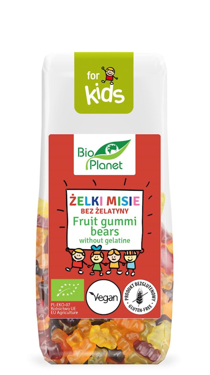 BIO PLANET Żelki misie bez żelatyny bezglutenowe Bio 100g