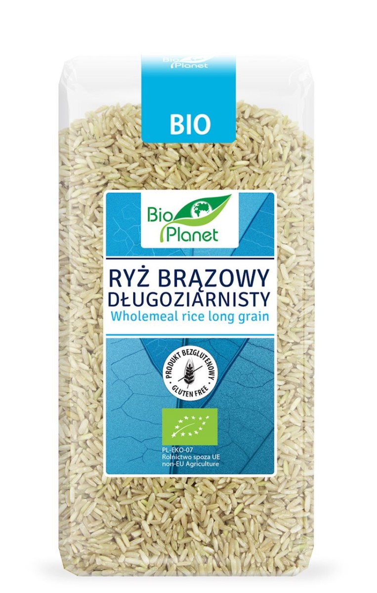 BIO PLANET Ryż brązowy długoziarnisty bezglutenowy Bio 500g
