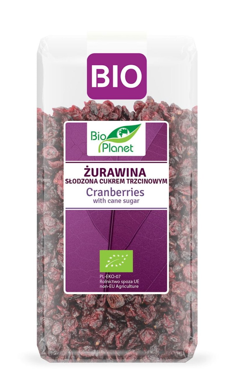 BIO PLANET Żurawina słodzona cukrem trzcinowym Bio 400g