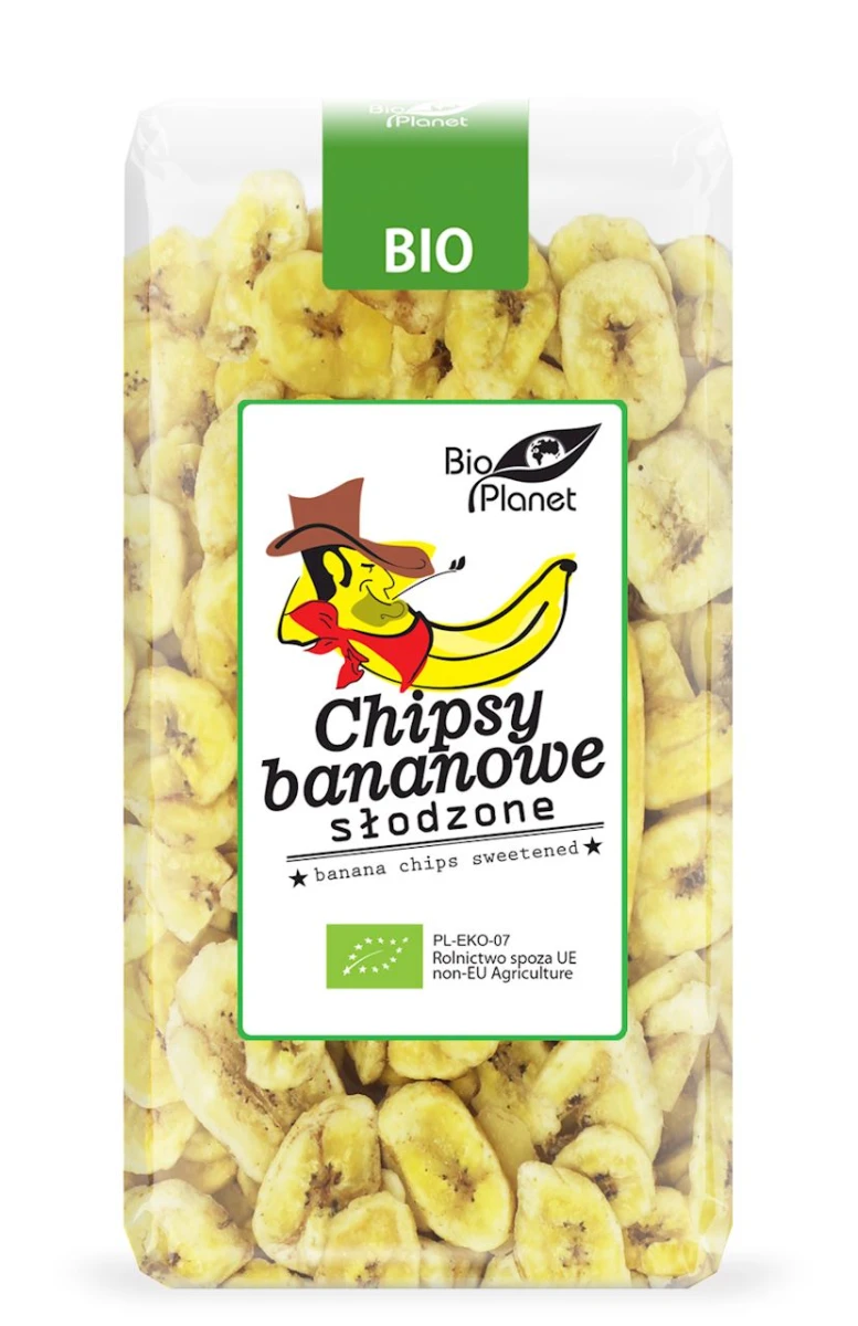 BIO PLANET Chipsy bananowe słodzone Bio 350g