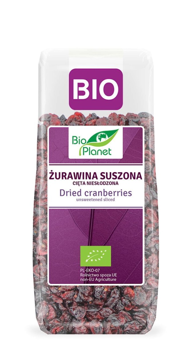 BIO PLANET Żurawina suszona cięta niesłodzona Bio 100g