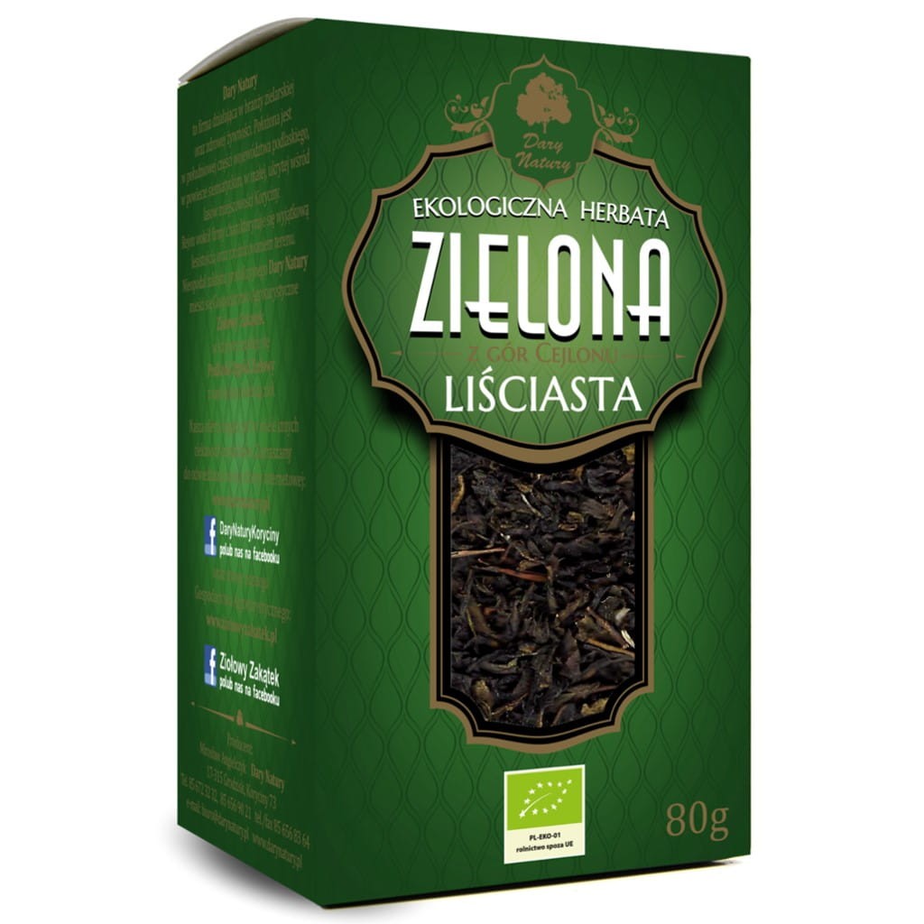 DARY NATURY Herbata Zielona liściasta EKO 80g