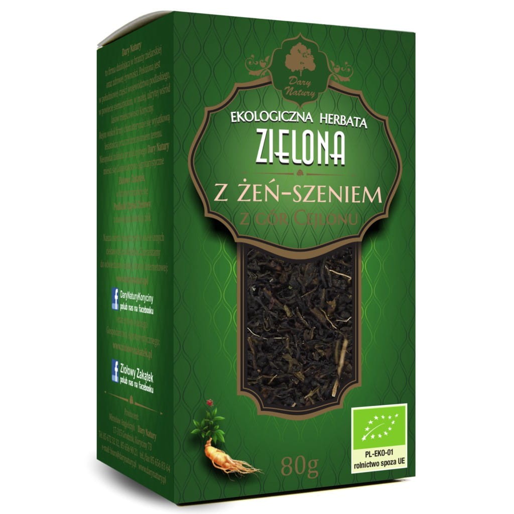 DARY NATURY Herbata Zielona z Żeń-szeniem EKO 80g