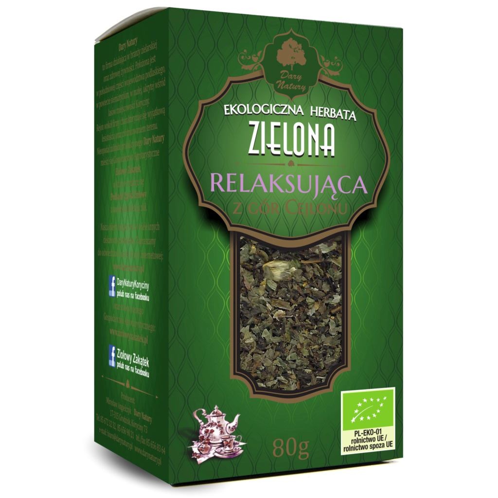 DARY NATURY Herbata Zielona Relaksująca EKO 80g