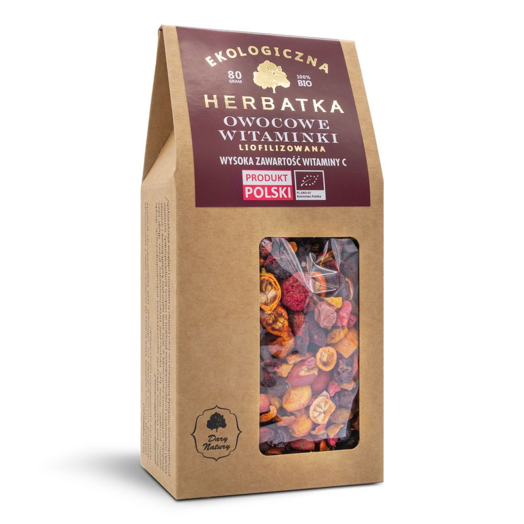 DARY NATURY Liofilizowana herbatka Owocowe witaminki EKO 80g