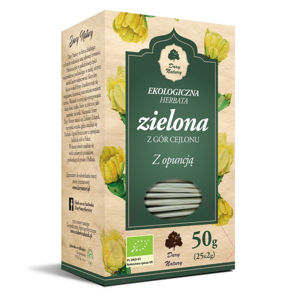 DARY NATURY Herbata Zielona z Opuncją EKO 25x2g