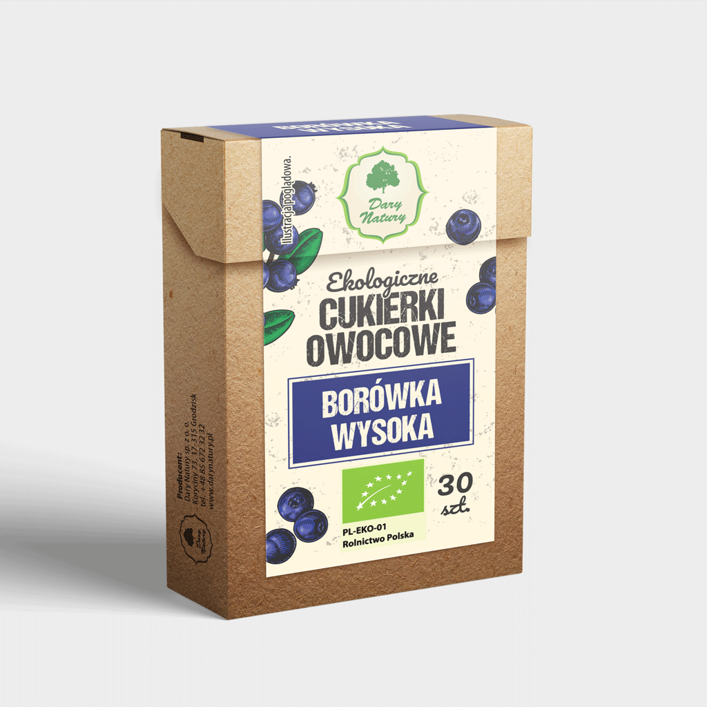 DARY NATURY Cukierki owocowe Borówka wysoka EKO 30g