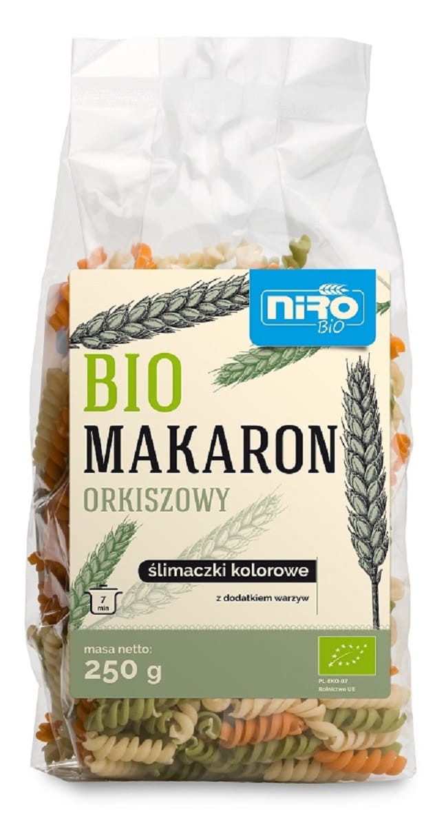 NIRO Makaron (orkiszowy trójkolorowy) ślimaczki Bio 250g