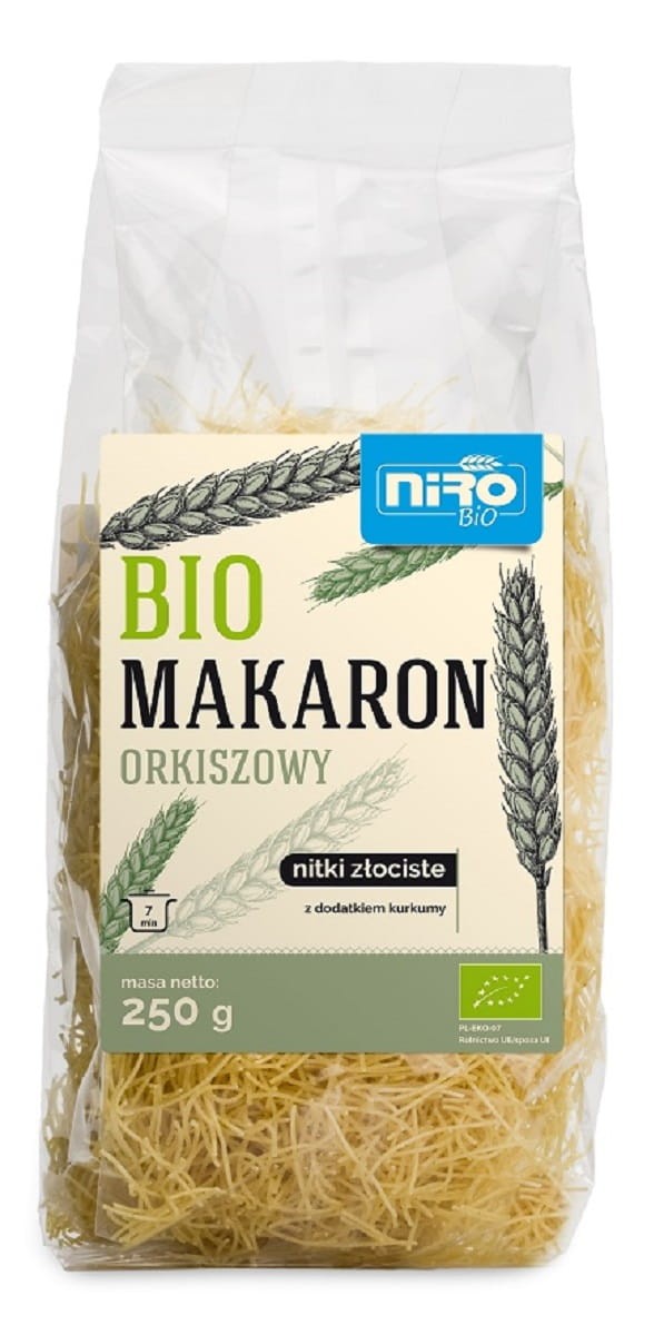 NIRO Makaron (orkiszowy z kurkumą) nitki złociste Bio 250g