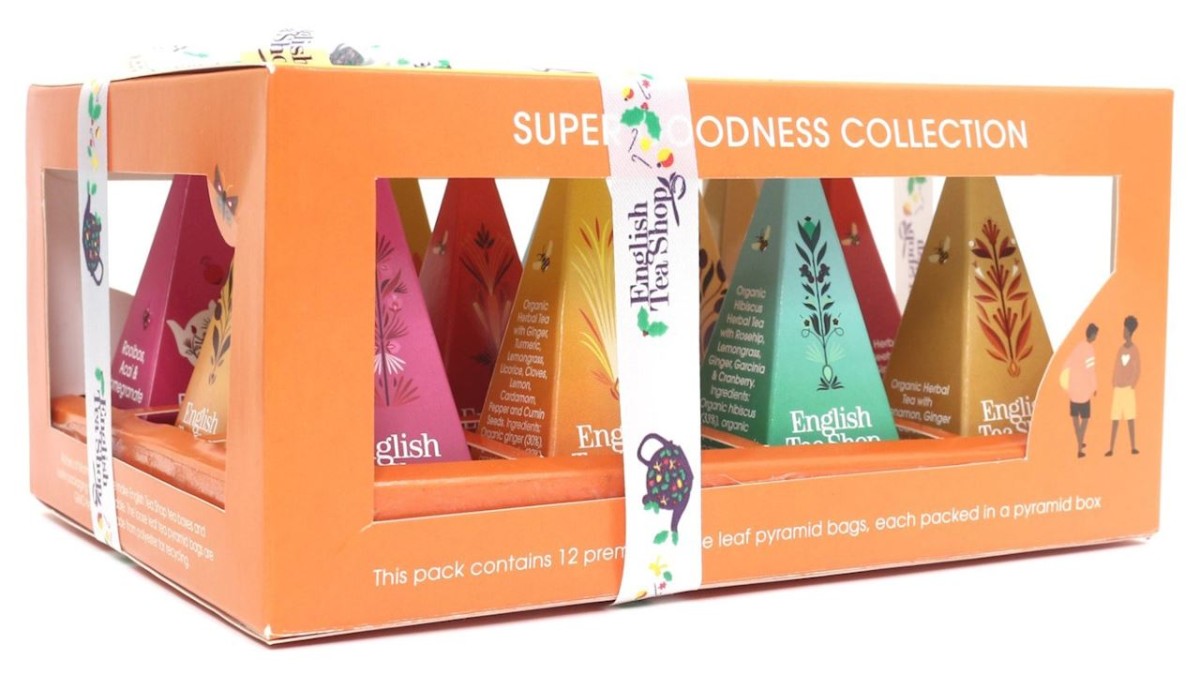 ENGLISH TEA SHOP ORGANIC Kolekcja herbatek owocowo-ziołowych Bio piramidki (Super goodness  6 smaókw) (12x2g)