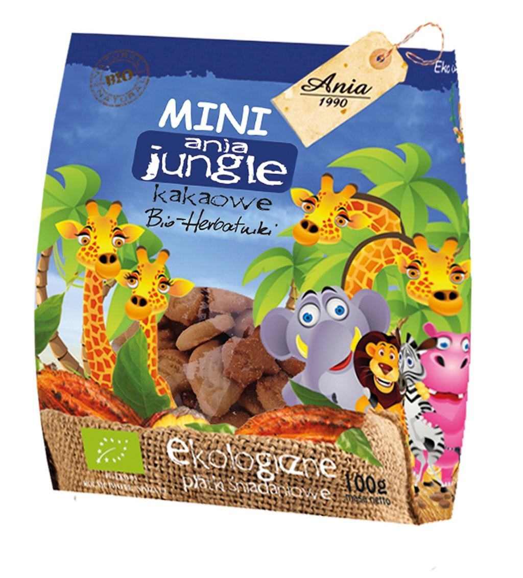 BIO ANIA Ciastka kakaowe Mini jungle Bio 100g