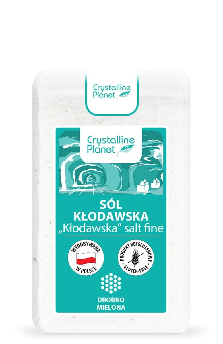 CRYSTALLINE PLANET Sól kłodawska drobno mielona bezglutenowa 600g