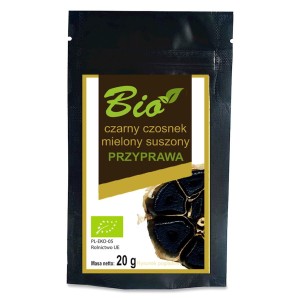 PRZETWORY Z NATURY Czarny czosnek mielony suszony bezglutenowy BIO 20g -
