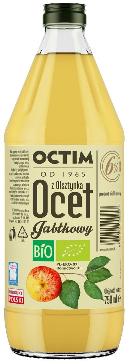 OCTIM Ocet jabłkowy 6%  niefiltrowany BIO 750ml
