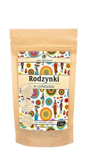 PIĘĆ PRZEMIAN Rodzynki w czekoladzie bez cukru 140g